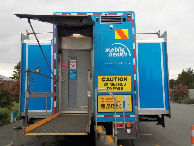 Mobile Health back entrance to surgical 'bus' NZD